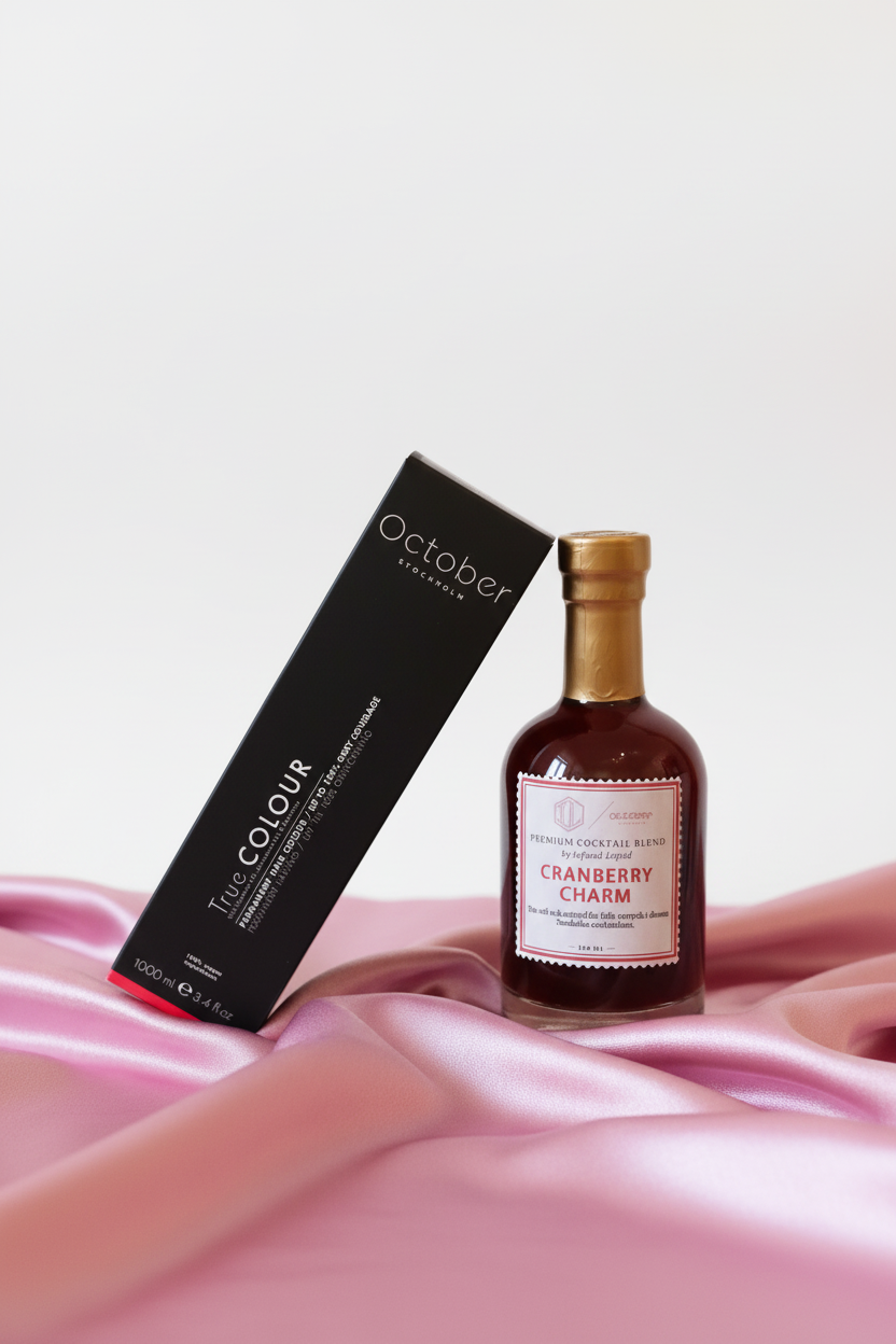 October True Colour box med Cranberry Charm på rosa satin