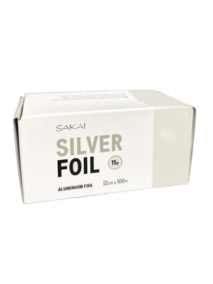 Förpackning av SAKAI Silver Foil, aluminiumfolie för hårfärgning, 12 cm x 100 m.