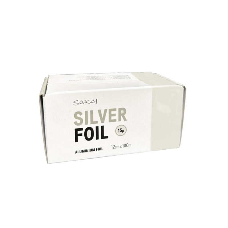 Förpackning av SAKAI Silver Foil, aluminiumfolie för hårfärgning, 12 cm x 100 m.